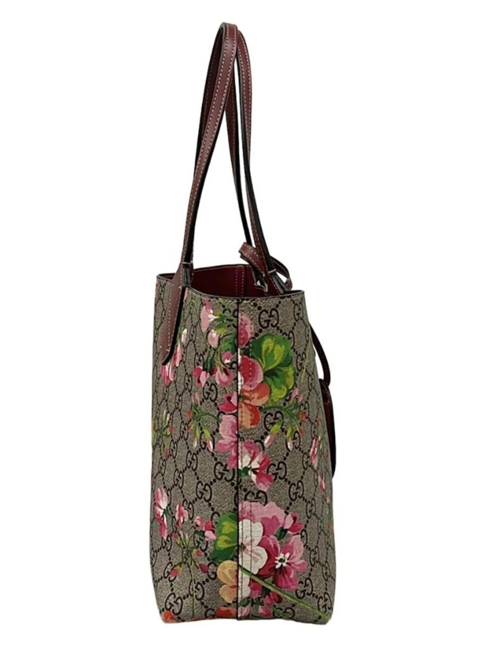 GUCCI GG Blooms 372613 Gray Bordeaux Multi PVC Leather - Tote Bag - Picture 4 of 15